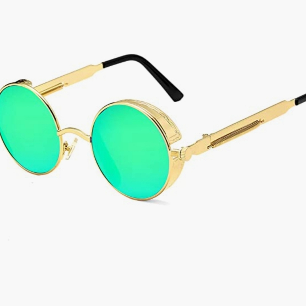 HOHENS Vintage Round Steampunk Sunglasses Retro Hippie Style